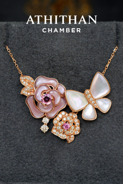 Padparadscha & Mother of Pearl Necklace