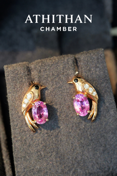 THE JEWEL KEEPER Pink Sapphire Earrings
