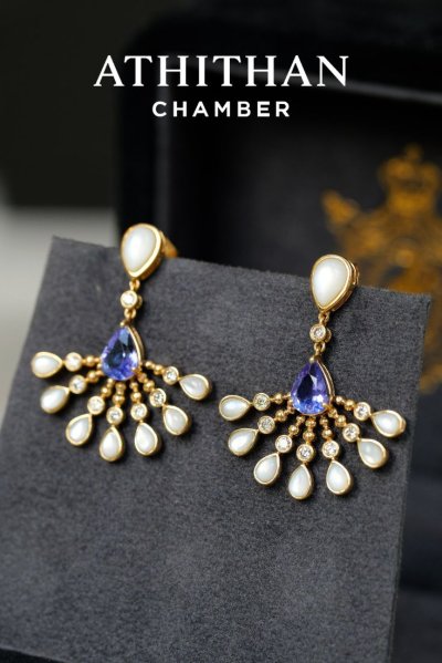 TANZANITE & Mother of Pearl Earrings