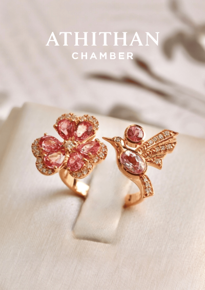 PANSY LOVEBIRDS Padparadscha Sapphire Ring