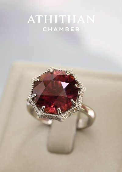 Purple-Orange Tourmaline Ring