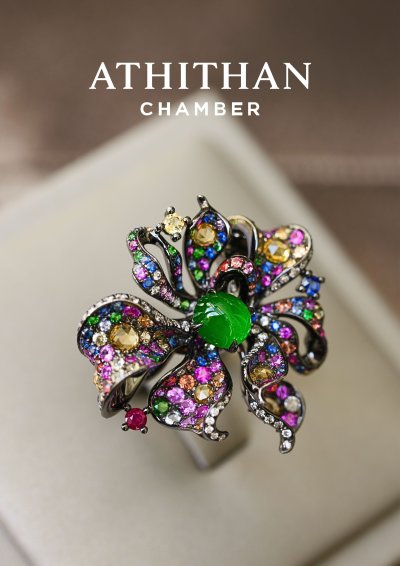 Jade & Tourmaline Mixed Coated Flower Ring