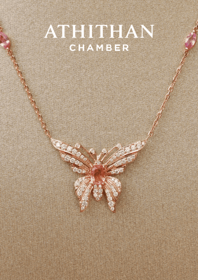 PARADISE BUTTERFLY Padparadscha Sapphire Pendant Necklece