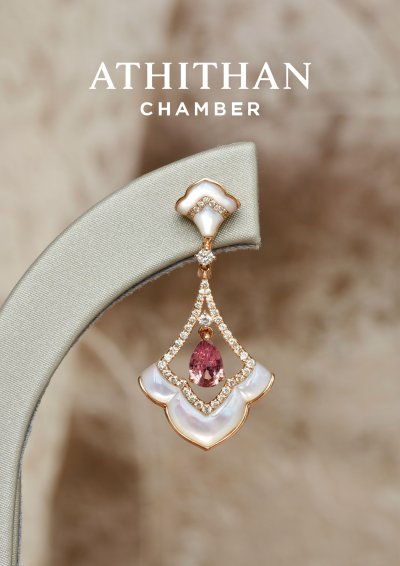 Padparadcha & Mother of Pearl Earrings