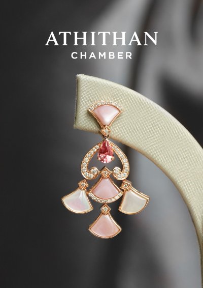 Padparadscha & Mother of Pearl Earrings