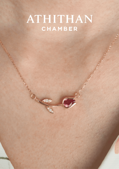 ETERNAL TULIP Padparadscha Sapphire Pendant Necklece ETERNAL TULIP Padparadscha Sapphire Pendant Necklece