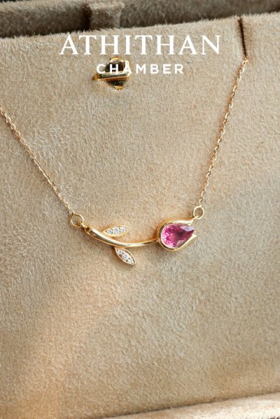 ETERNAL TULIP Padparadscha Sapphire Pendant Necklace