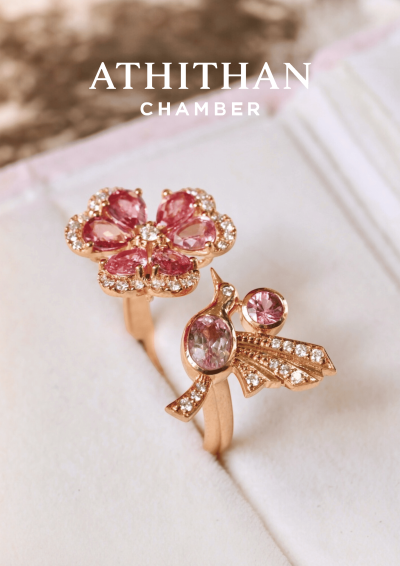 PANSY LOVEBIRDS Padparadscha Sapphire Ring