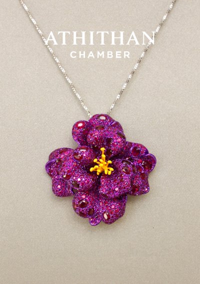 Red Flower Ruby Ring & Pendant