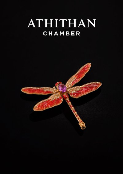 Pink Sapphire Dragonfly Brooch