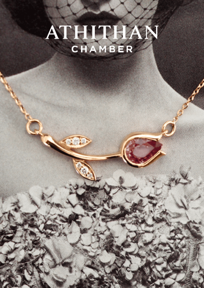ETERNAL TULIP Padparadscha Sapphire Pendant Necklece