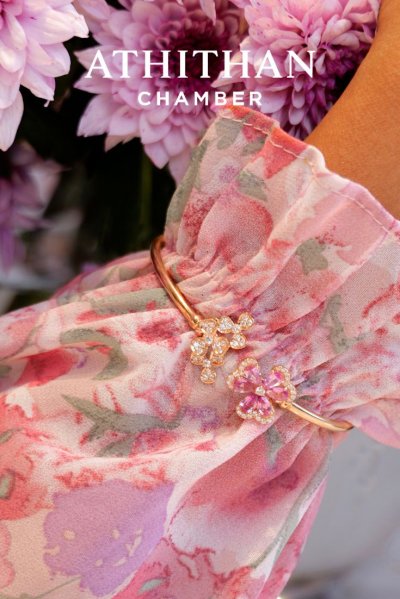 PANSY FLOWER Padparadscha Sapphire Bangle