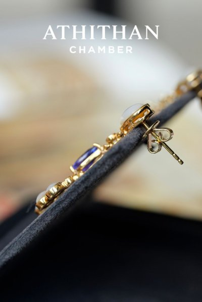 TANZANITE & Mother of Pearl Earrings