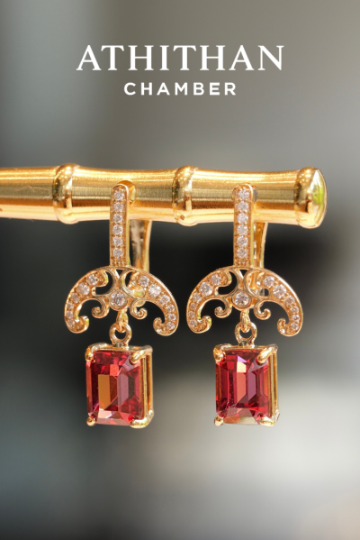 THE JEWELLED HARMONY Red Garnet Earrings