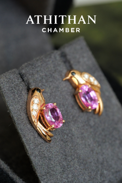 THE JEWEL KEEPER Pink Sapphire Earrings
