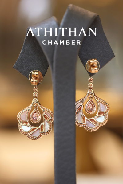 CAMELLIA FLOWER Padparadscha Earrings