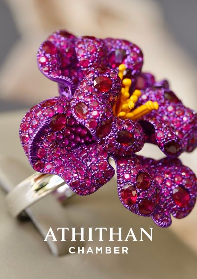 Red Flower Ruby Ring & Pendant