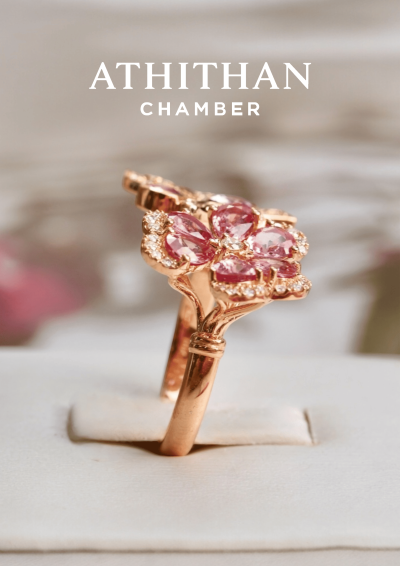 PANSY LOVEBIRDS Padparadscha Sapphire Ring