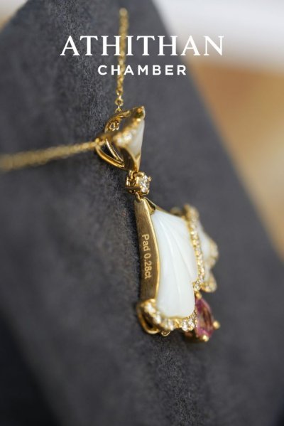 OPALINE DANCE - Padparadscha, Mother of Pearl Pendant (Pre-order 45 วัน)