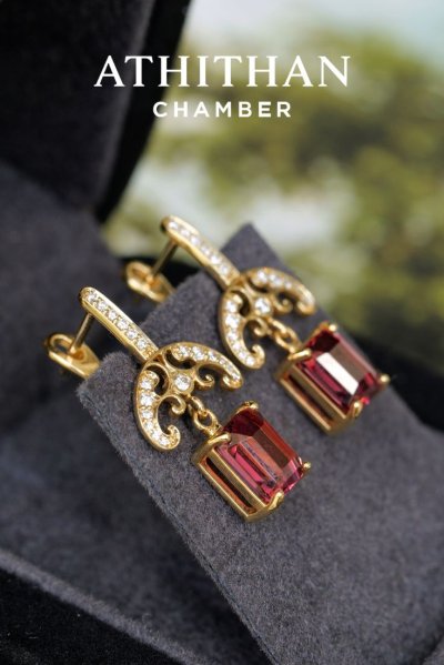 THE JEWELLED HARMONY Red Garnet Earrings