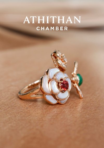 Red Garnet, Malachite & Mother of Pearl Ring Red Garnet, Malachite & Mother of Pearl Ring