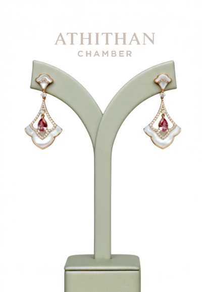 Padparadcha & Mother of Pearl Earrings