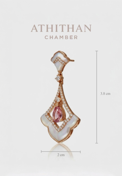 Padparadcha & Mother of Pearl Earrings