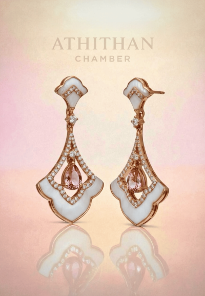 Padparadcha & Mother of Pearl Earrings