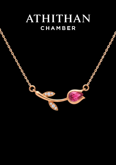 ETERNAL TULIP Padparadscha Sapphire Pendant Necklece