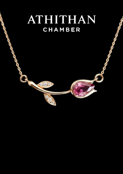 ETERNAL TULIP Padparadscha Sapphire Pendant Necklace