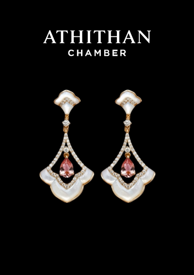 Padparadcha & Mother of Pearl Earrings