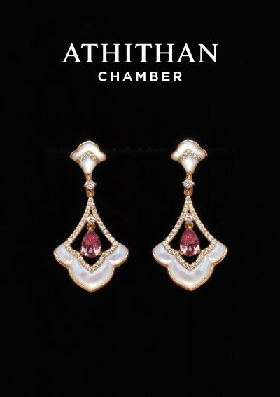 Padparadcha & Mother of Pearl Earrings