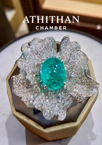 BRAZIL NEON BLUE PARAIBA CABOCHON Diamond Ring