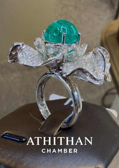 BRAZIL NEON BLUE PARAIBA CABOCHON Diamond Ring