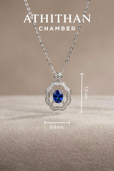 ORIENTAL FRAME - Royal BlueSapphire Pendant Necklace