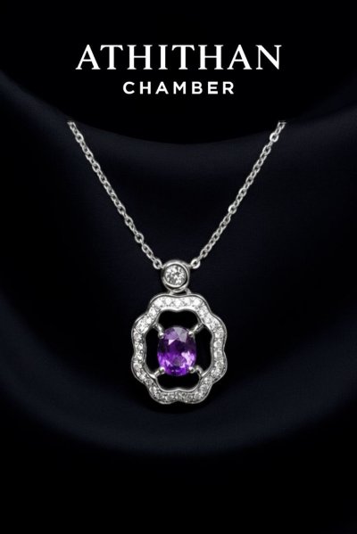 ORIENTAL FLAME Purple Sapphire Pendant Necklace