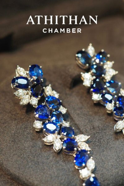 ROYAL BLUE SAPPHIRE & Natural Diamonds Earrings
