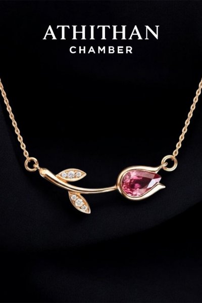ETERNAL TULIP Padparadscha Sapphire Pendant Necklace