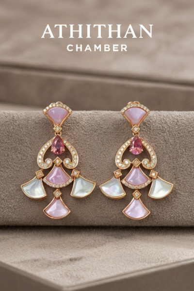 PETAL SERENADE - Padparadscha & Mother of Pearl Earrings (พรีออเดอร์ 45 วัน)