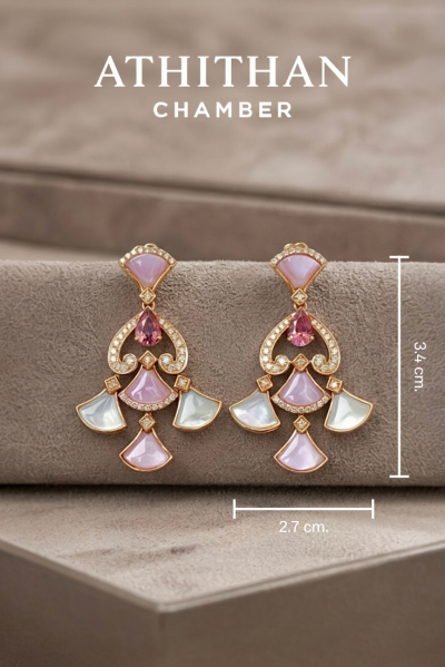 PETAL SERENADE - Padparadscha & Mother of Pearl Earrings (พรีออเดอร์ 45 วัน)