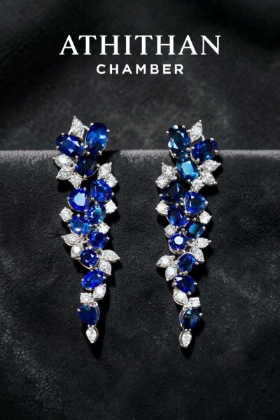ROYAL BLUE SAPPHIRE & Natural Diamonds Earrings
