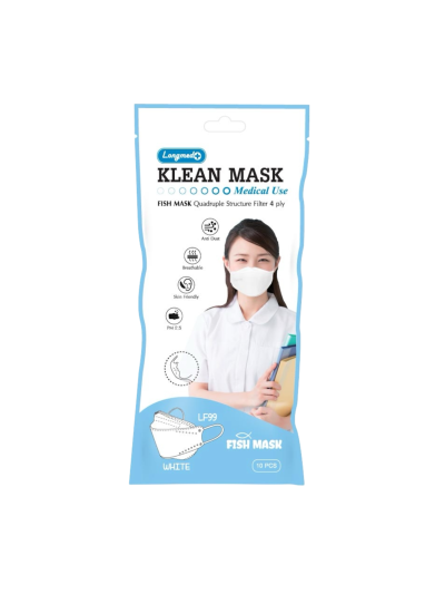 Klean Mask Fish 4 ชั้น LF99 (สีขาว) (10ชิ้น/ซอง)