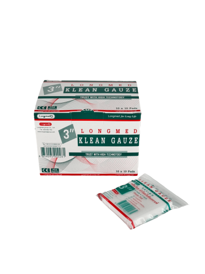 Longmed KLEAN GAUZE 3"x3" ก๊อซใยสังเคราะห์ (10 ซอง)