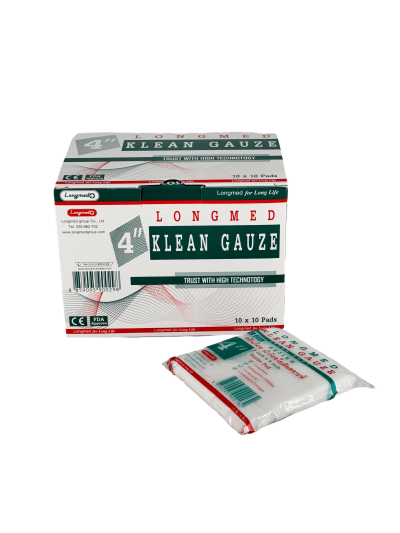 Longmed KLEAN GAUZE 4"x4" ก๊อซใยสังเคราะห์ (10 ซอง)