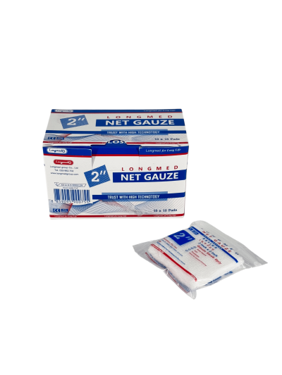 Longmed NET GAUZE 2"x2"ก๊อซผ้าฝ้าย (10 ซอง)