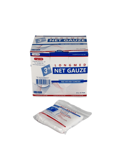 Longmed NET GAUZE 3"x3" ก๊อซผ้าฝ้าย (10 ซอง)