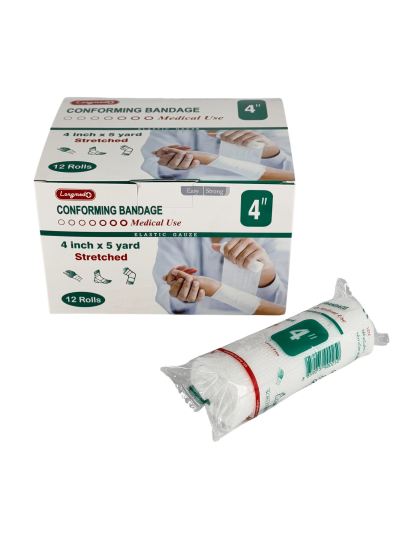 Longmed ผ้าก๊อซพันแผลยืด 4"(Conform Bandage) 12ชิ้น