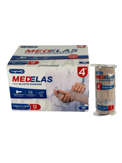 Medelas Elastic Bandage 4" (ม้วน) Longmed