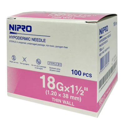 Nipro เข็มฉีดยา 18G X 1 1/2" (100ชิ้น)