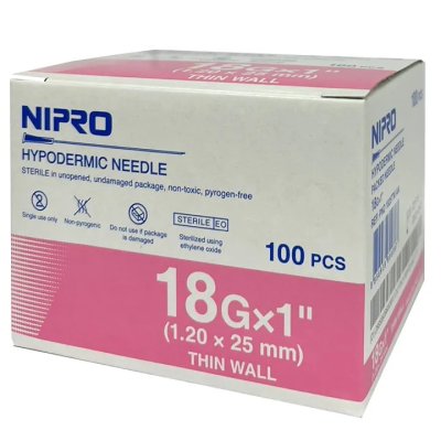 Nipro เข็มฉีดยา 18G x 1" (100ชิ้น)